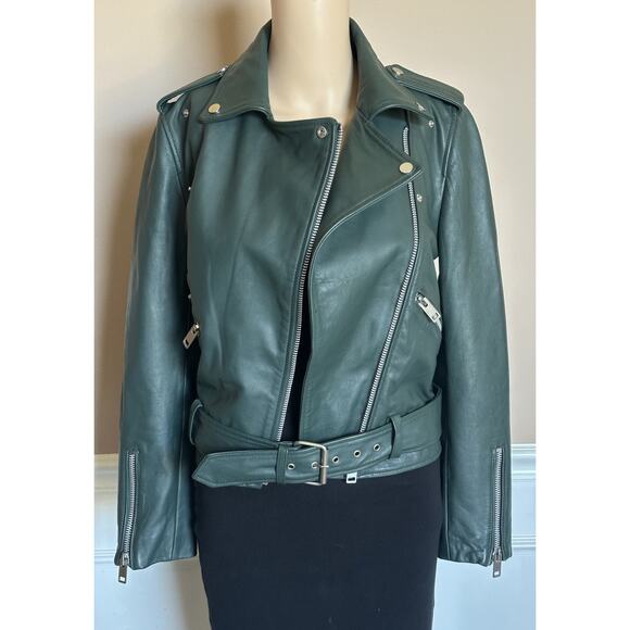 Walter Baker Women’s Leather Jacket Green Small Made in India NWT $698
